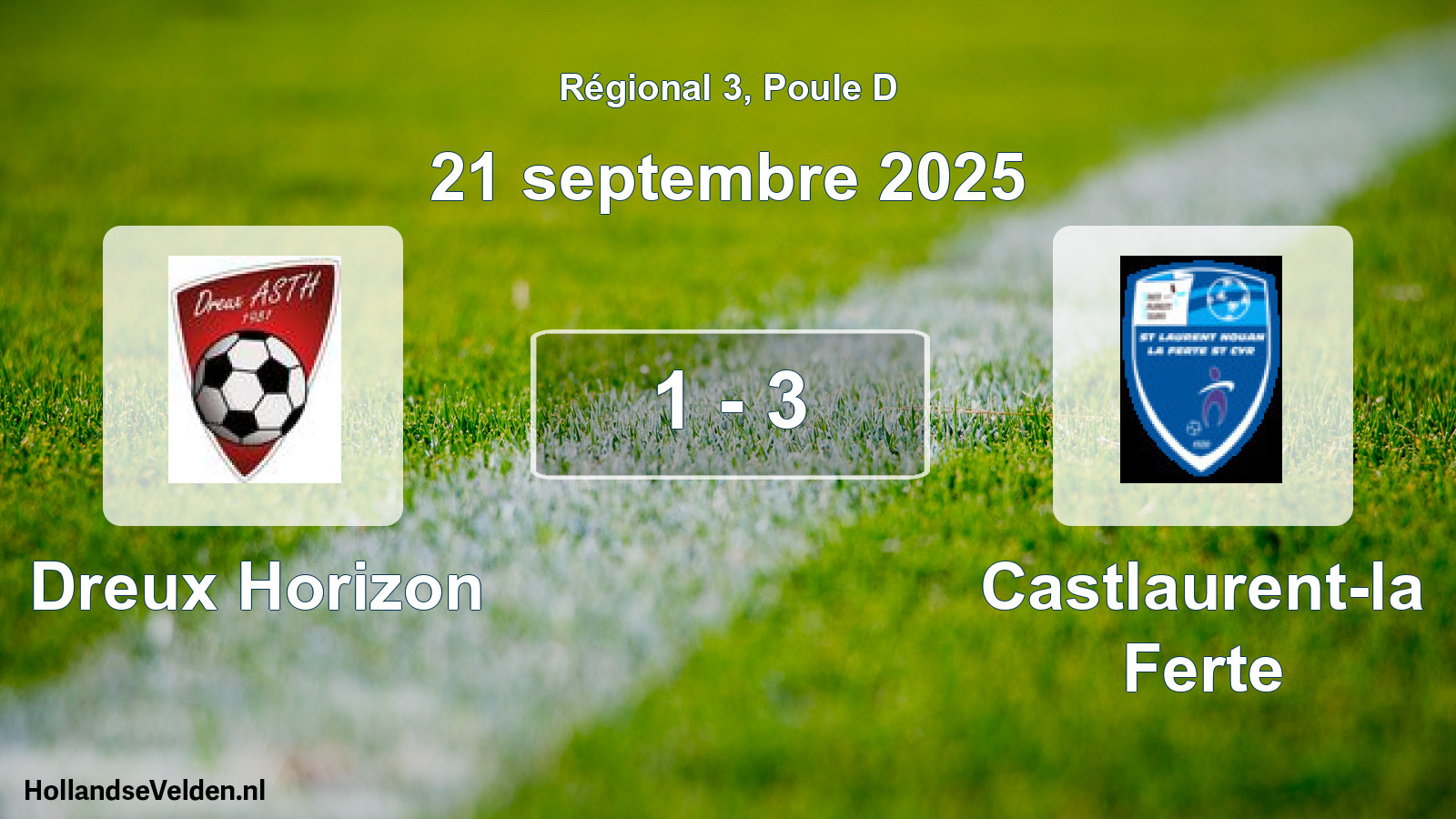 Gespeelde wedstrijd: Dreux Horizon - Castlaurent-la Ferte 1 - 3 (21 septembre 2025)