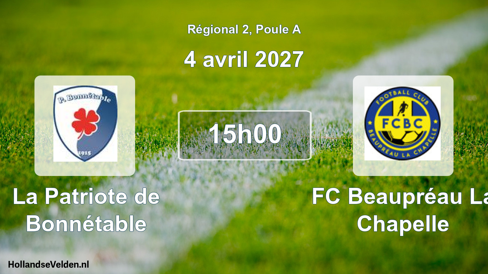 Match programmé: La Patriote de Bonnétable - FC Beaupréau La Chapelle (4 avril 2027)
