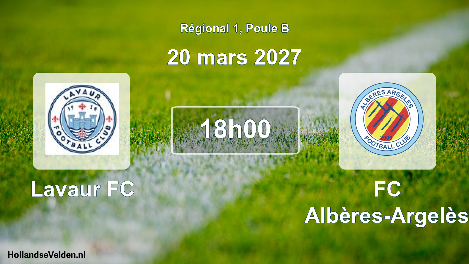 Match programmé: Lavaur FC - FC Albères-Argelès (20 mars 2027)