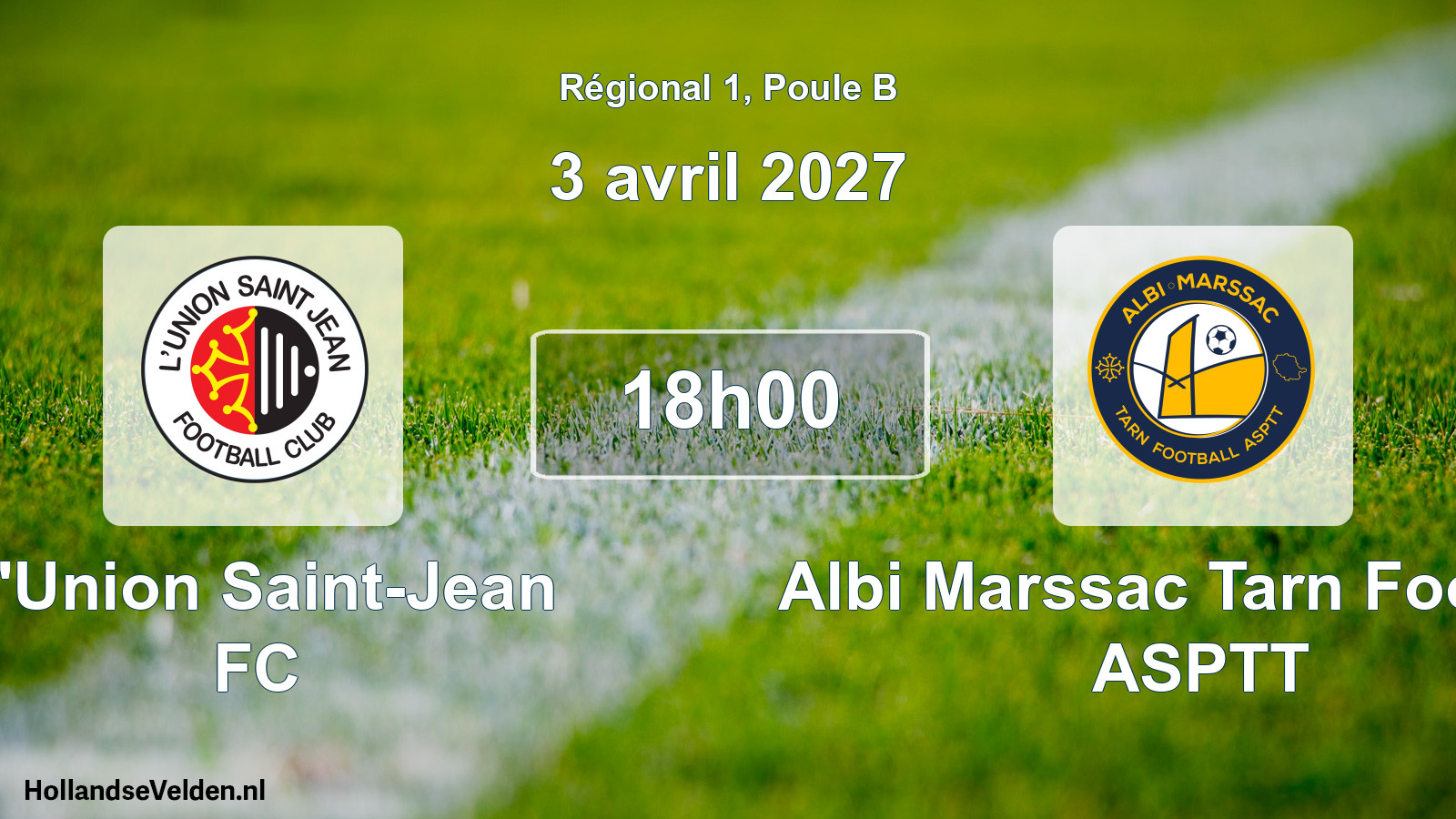 Match programmé: L'Union Saint-Jean FC - Albi Marssac Tarn Football ASPTT (3 avril 2027)