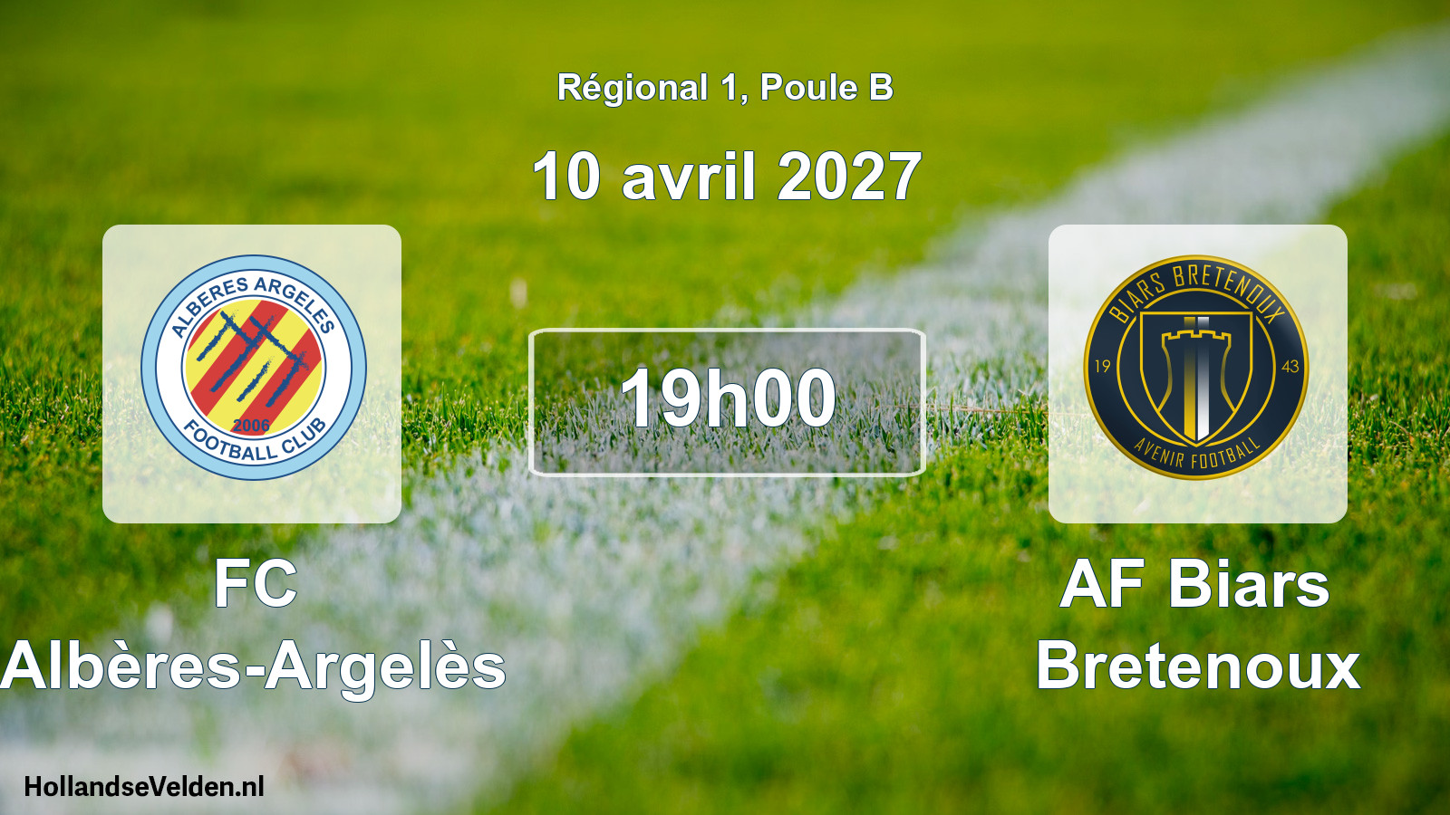 Match programmé: FC Albères-Argelès - AF Biars Bretenoux (10 avril 2027)