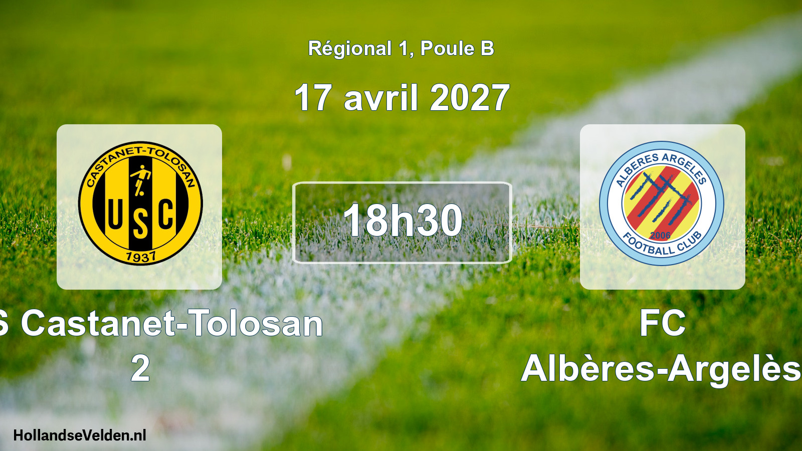Match programmé: US Castanet-Tolosan 2 - FC Albères-Argelès (17 avril 2027)