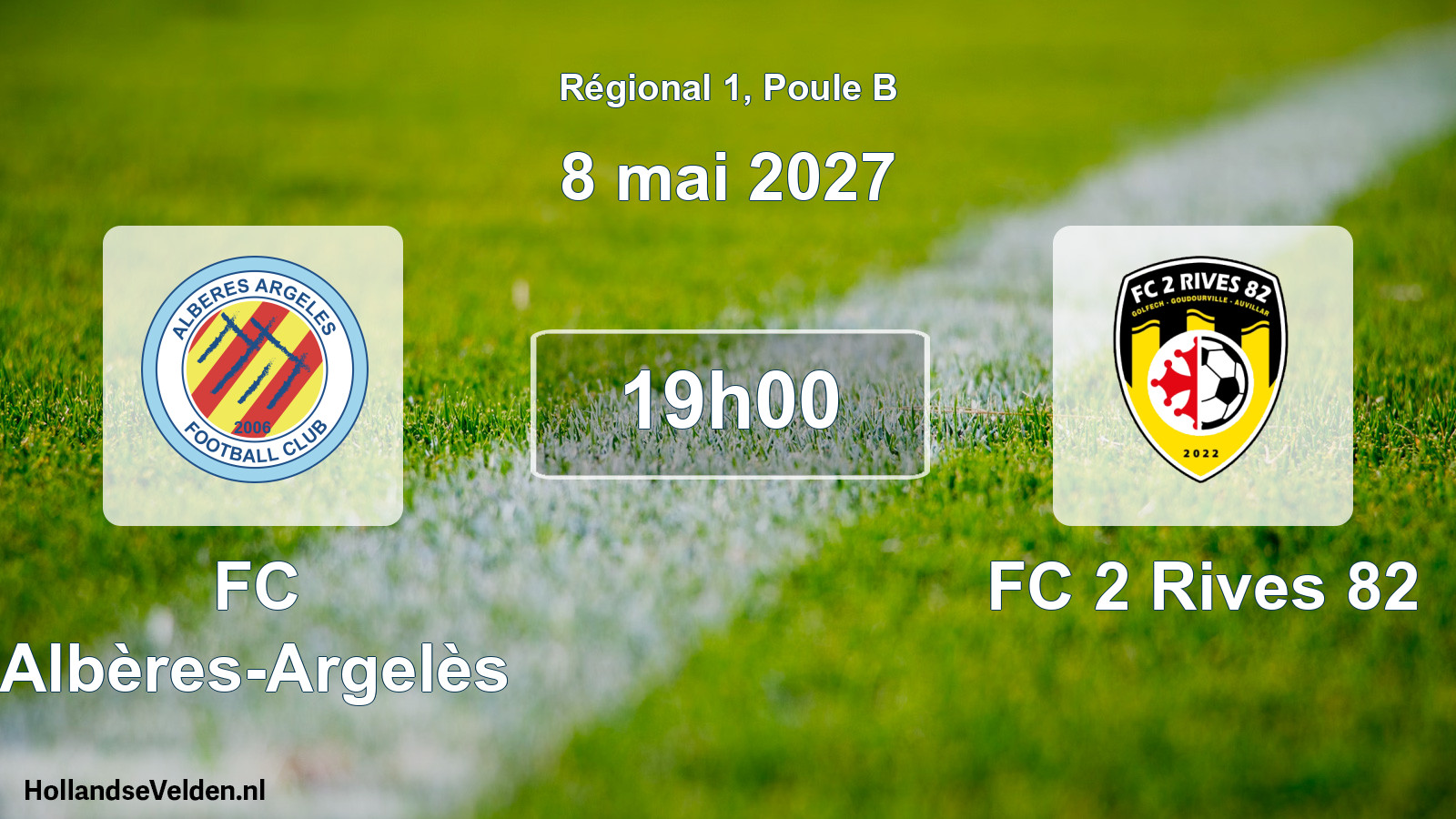 Match programmé: FC Albères-Argelès - FC 2 Rives 82 (8 mai 2027)