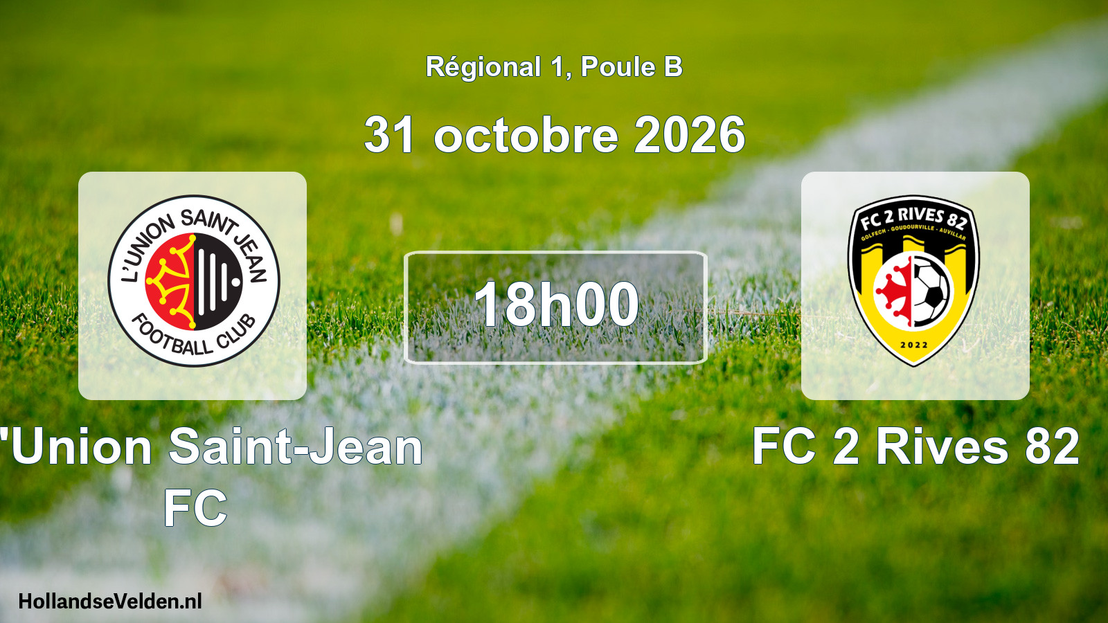 Match programmé: L'Union Saint-Jean FC - FC 2 Rives 82 (31 octobre 2026)
