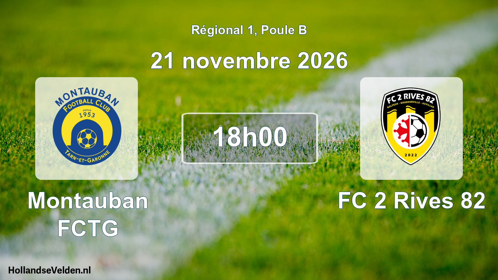 Match programmé: Montauban FCTG - FC 2 Rives 82 (21 novembre 2026)