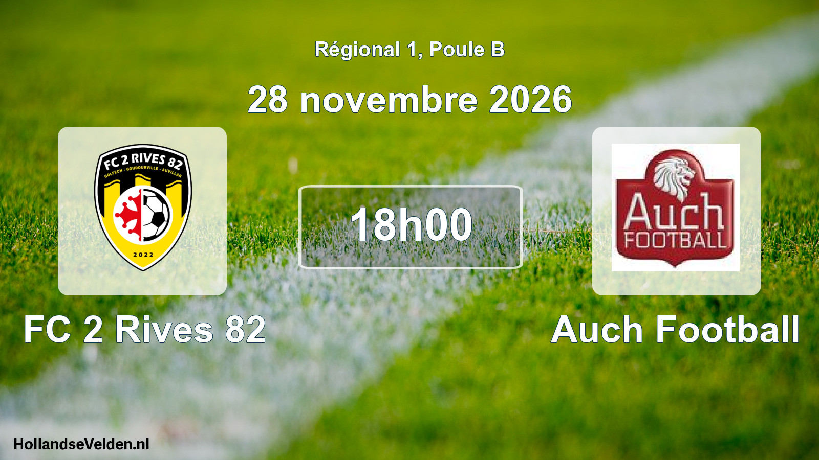 Match programmé: FC 2 Rives 82 - Auch Football (28 novembre 2026)