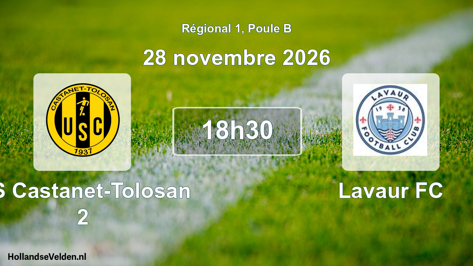 Match programmé: US Castanet-Tolosan 2 - Lavaur FC (28 novembre 2026)