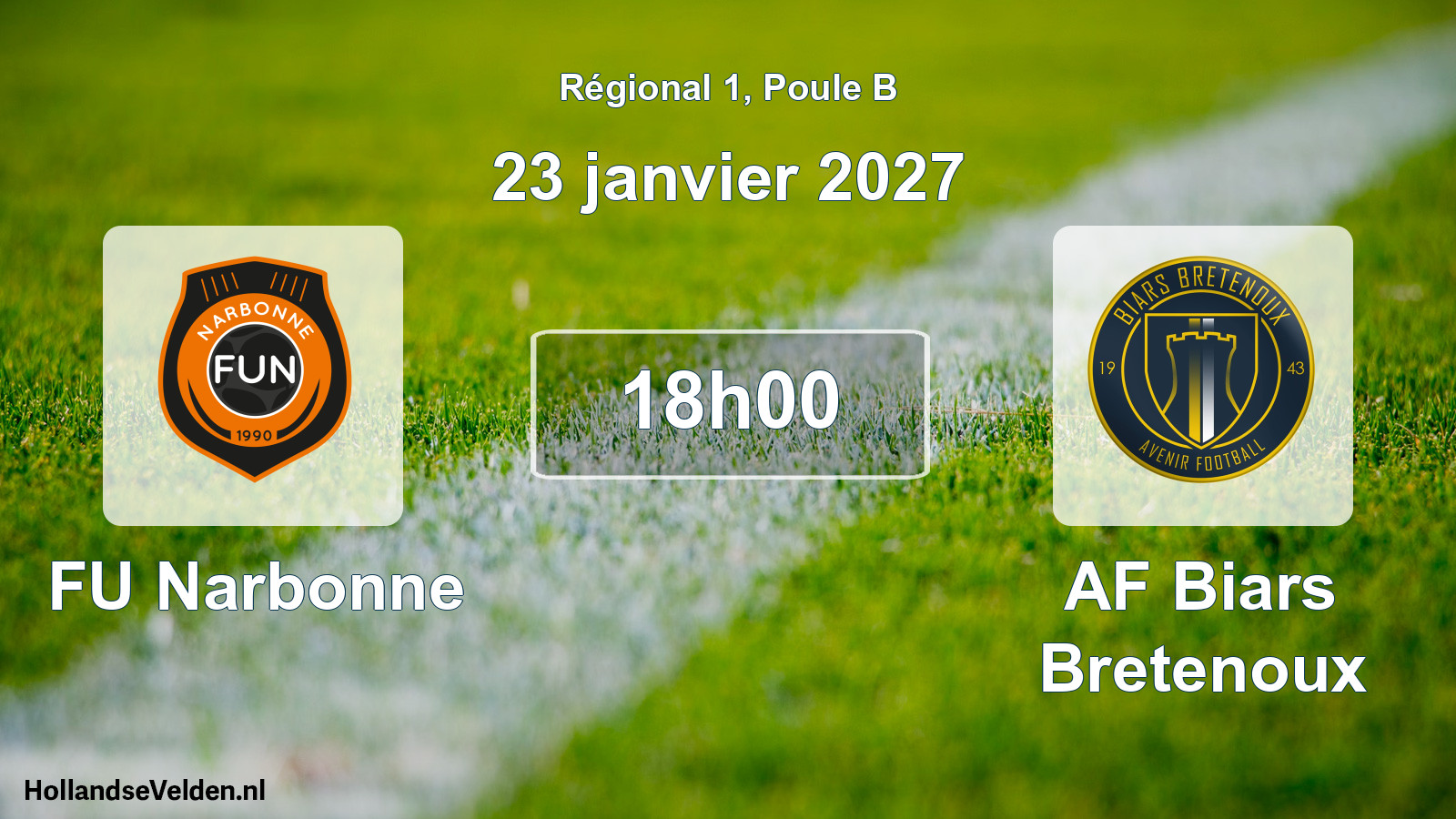 Match programmé: FU Narbonne - AF Biars Bretenoux (23 janvier 2027)
