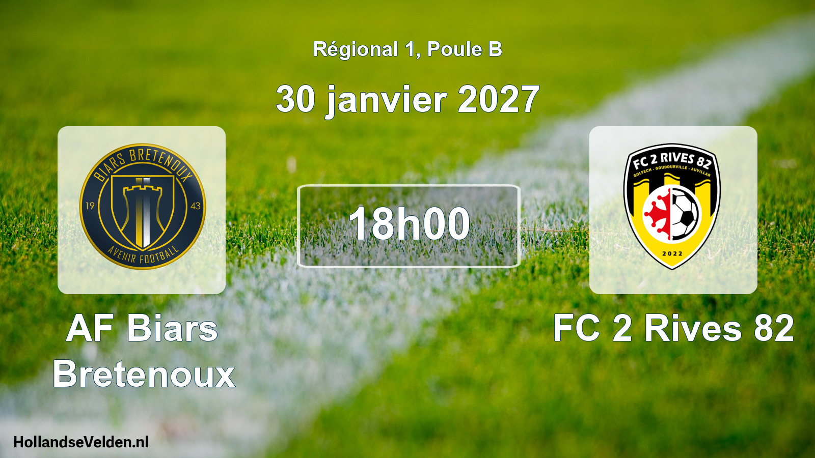 Match programmé: AF Biars Bretenoux - FC 2 Rives 82 (30 janvier 2027)