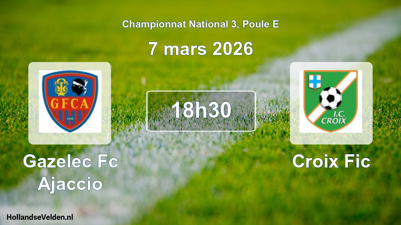 Geplande wedstrijd: Gazelec Fc Ajaccio - Croix Fic (7 mars 2026)