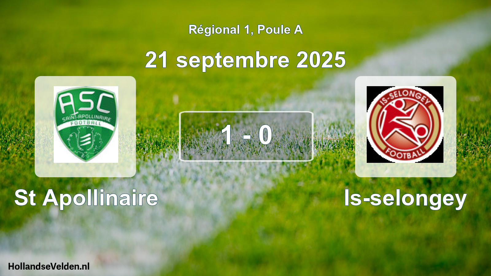 Total number of matches played: St Apollinaire - Is-selongey 1 - 0 (21 September 2025)