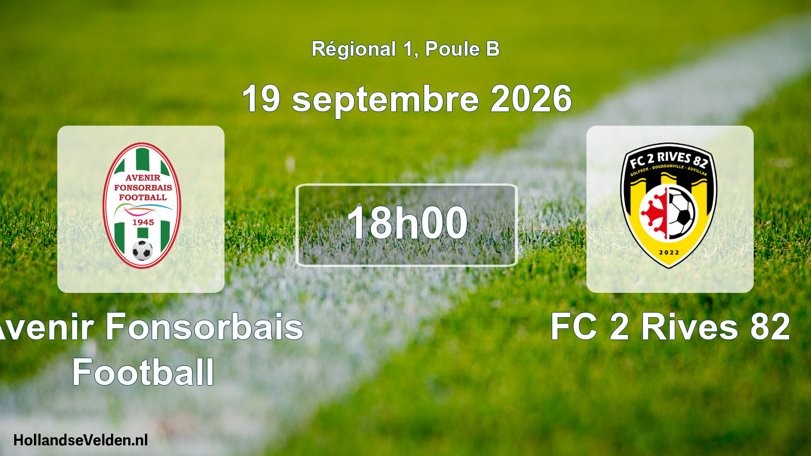 Match programmé: Avenir Fonsorbais Football - FC 2 Rives 82 (19 septembre 2026)