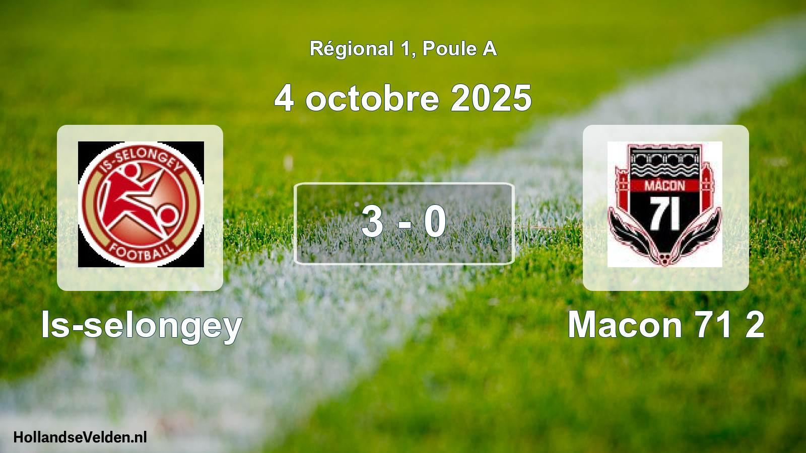 Gespeelde wedstrijd: Is-selongey - Macon 71 2 3 - 0 (4 octobre 2025)