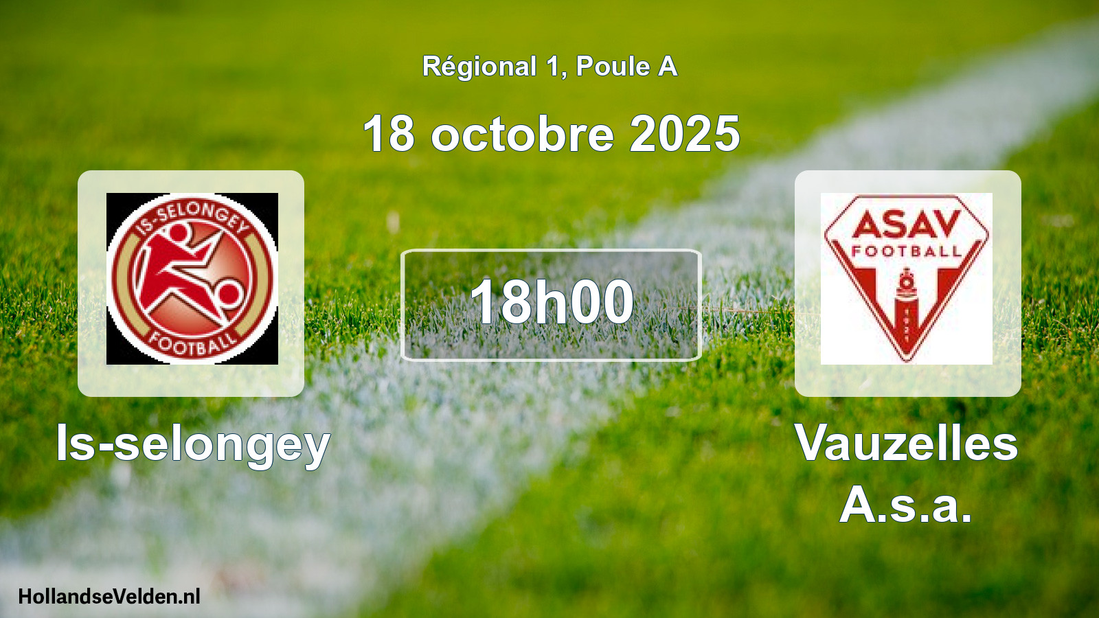 Geplande wedstrijd: Is-selongey - Vauzelles A.s.a. (18 octobre 2025)