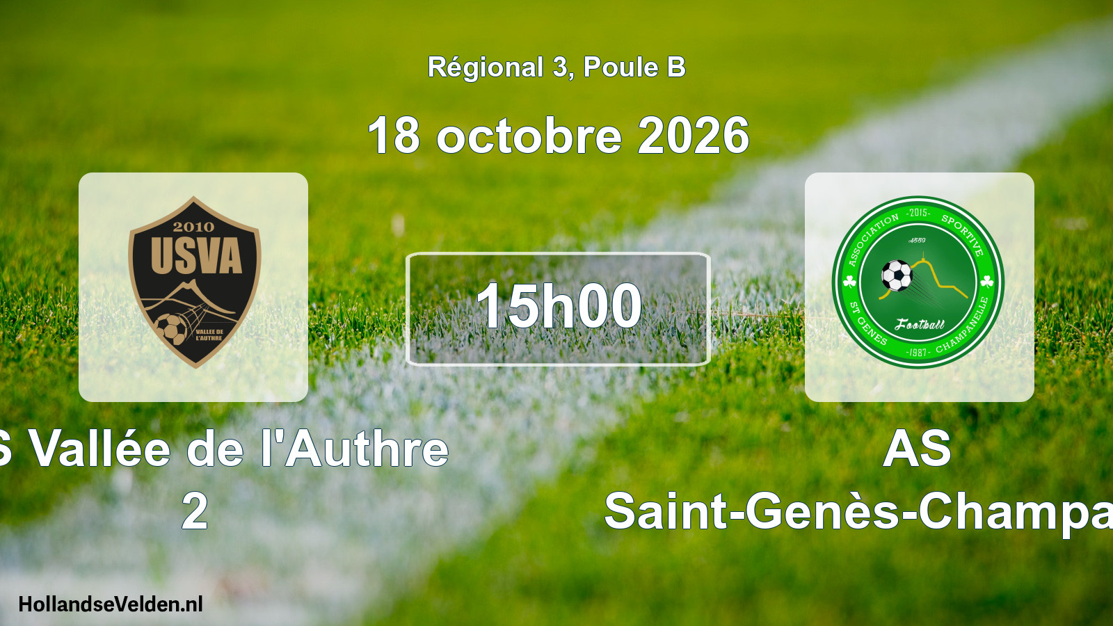 Match programmé: US Vallée de l'Authre 2 - AS Saint-Genès-Champanelle (18 octobre 2026)
