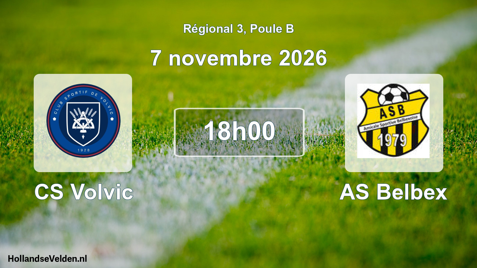 Match programmé: CS Volvic - AS Belbex (7 novembre 2026)