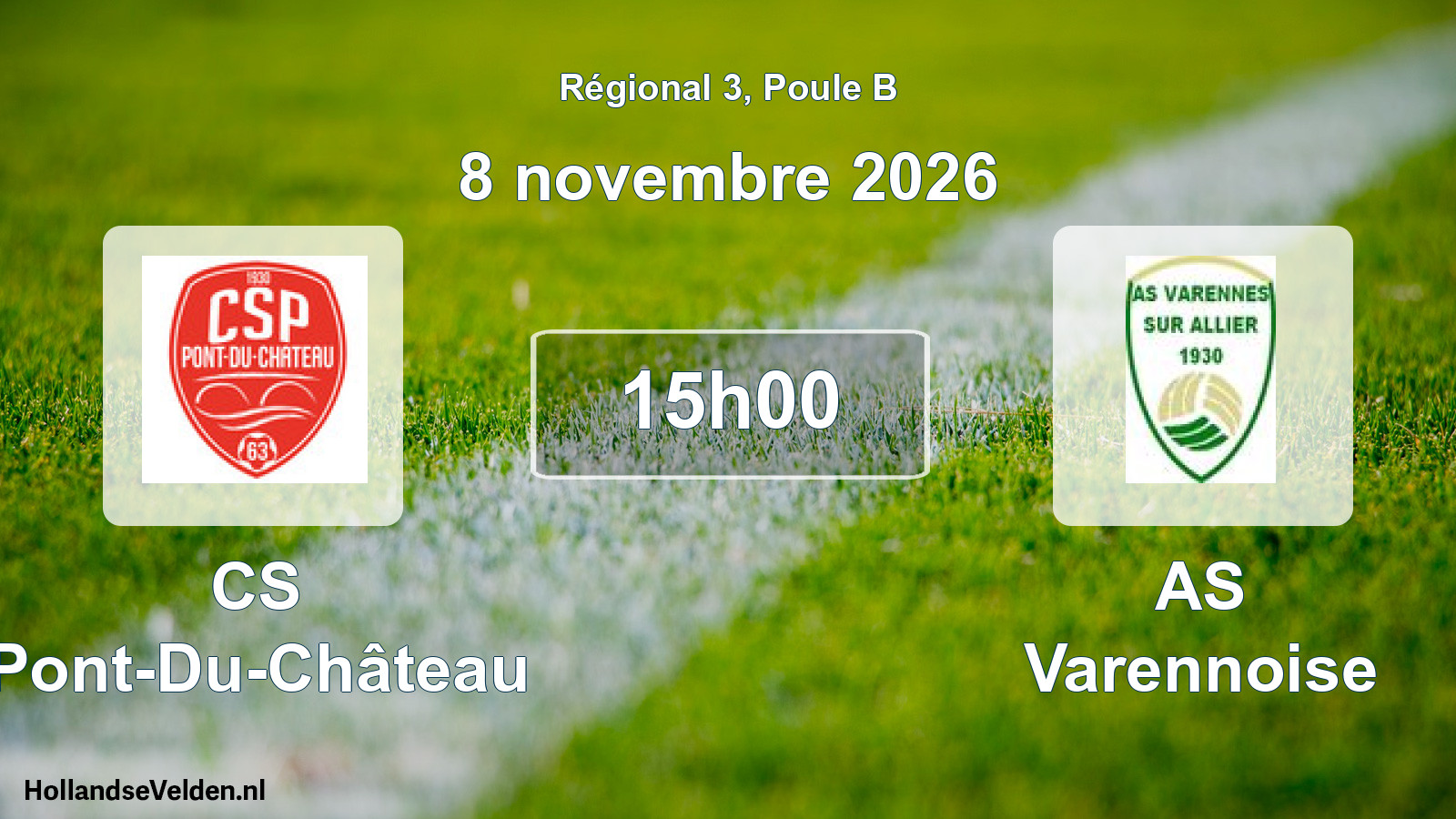 Match programmé: CS Pont-Du-Château - AS Varennoise (8 novembre 2026)