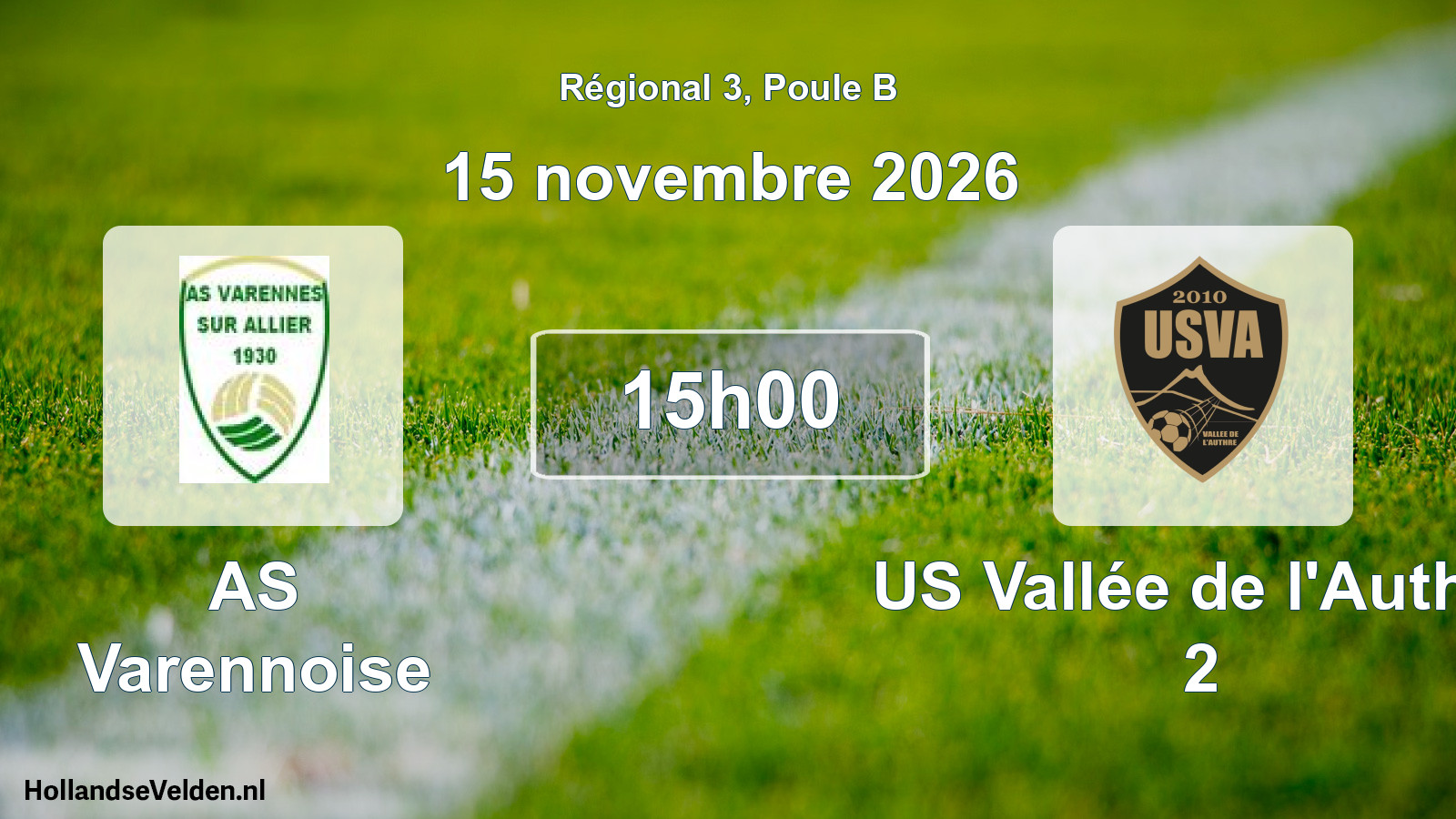 Scheduled Match: AS Varennoise - US Vallée de l'Authre 2 (15 November 2026)