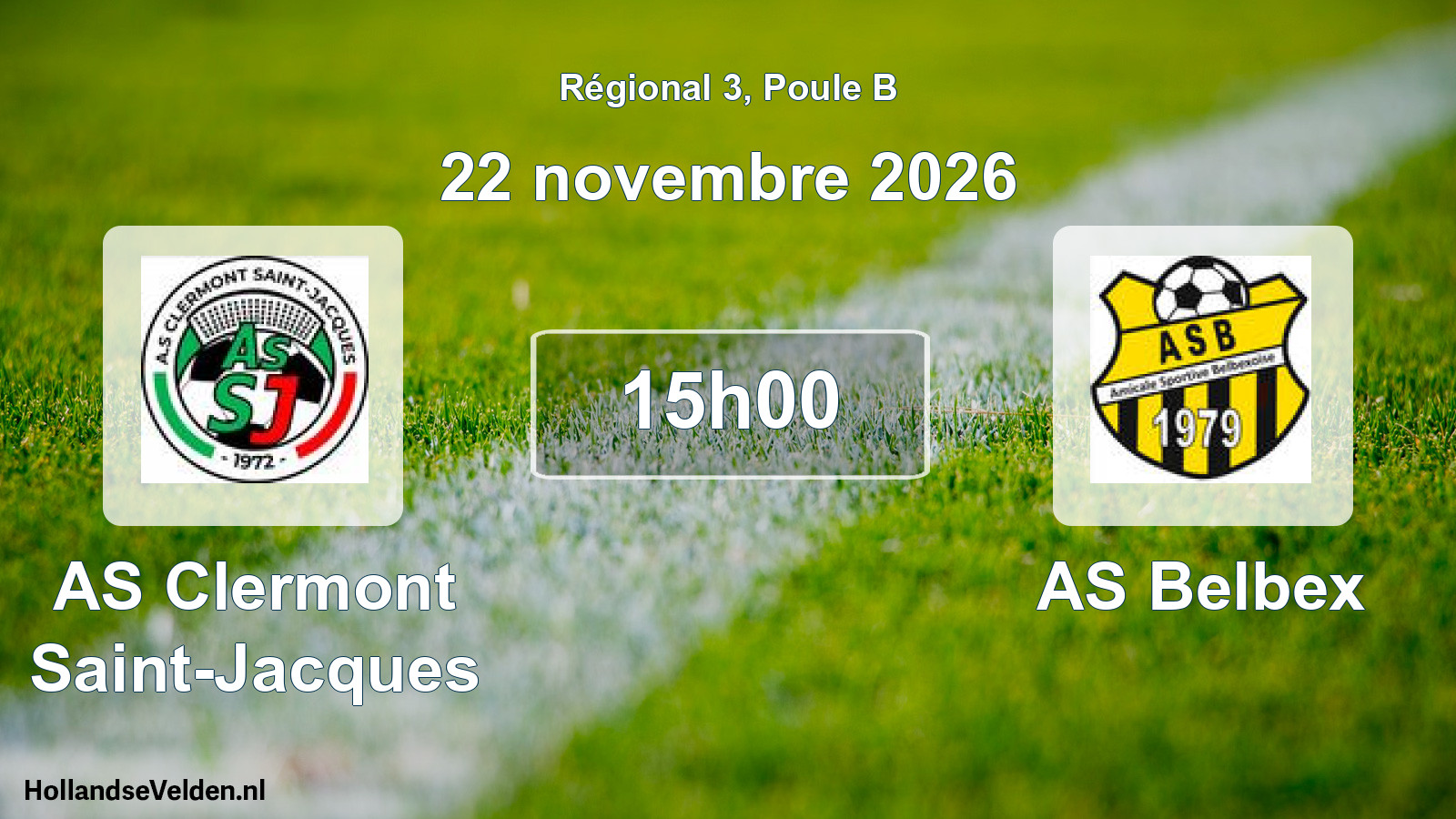 Match programmé: AS Clermont Saint-Jacques - AS Belbex (22 novembre 2026)