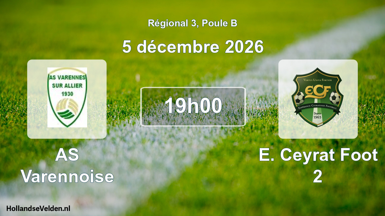 Scheduled Match: AS Varennoise - E. Ceyrat Foot 2 (5 December 2026)