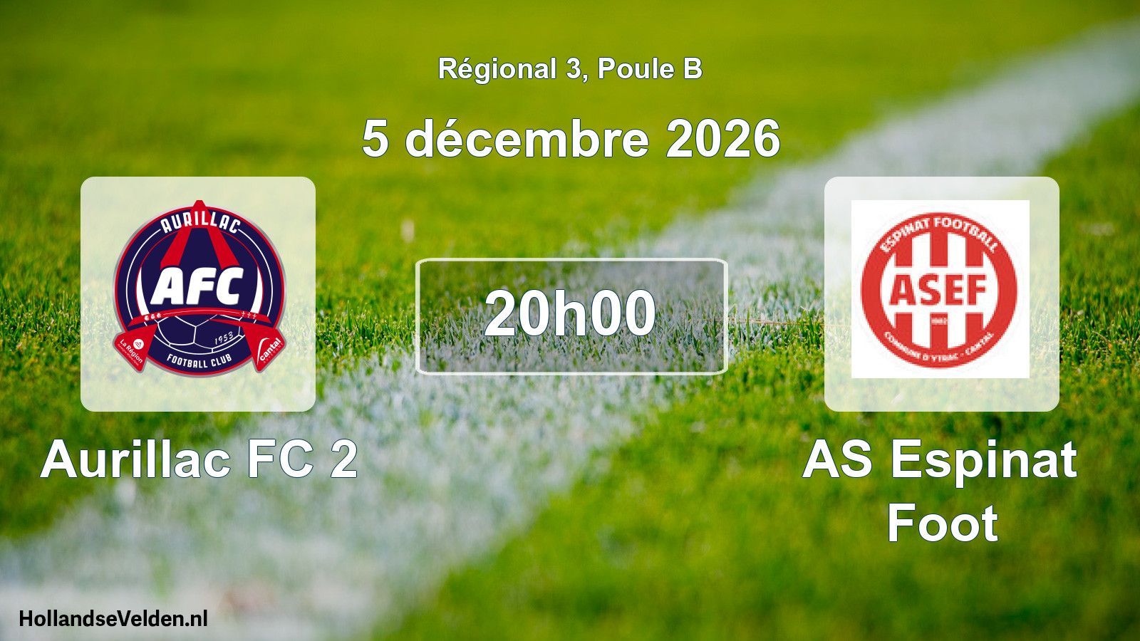 Match programmé: Aurillac FC 2 - AS Espinat Foot (5 décembre 2026)