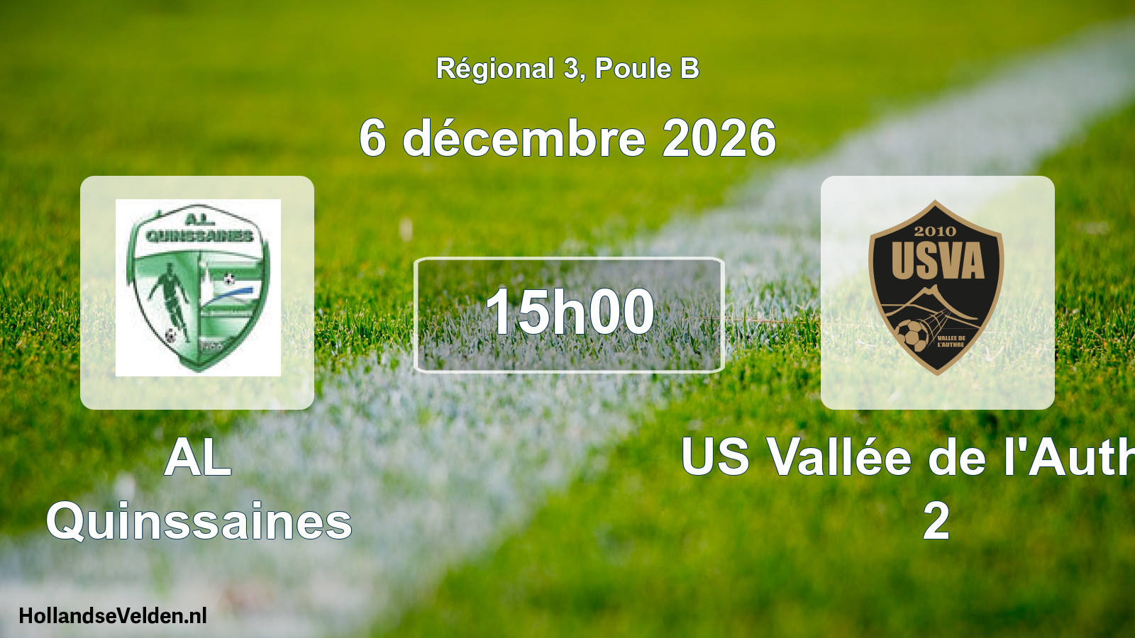 Match programmé: AL Quinssaines - US Vallée de l'Authre 2 (6 décembre 2026)