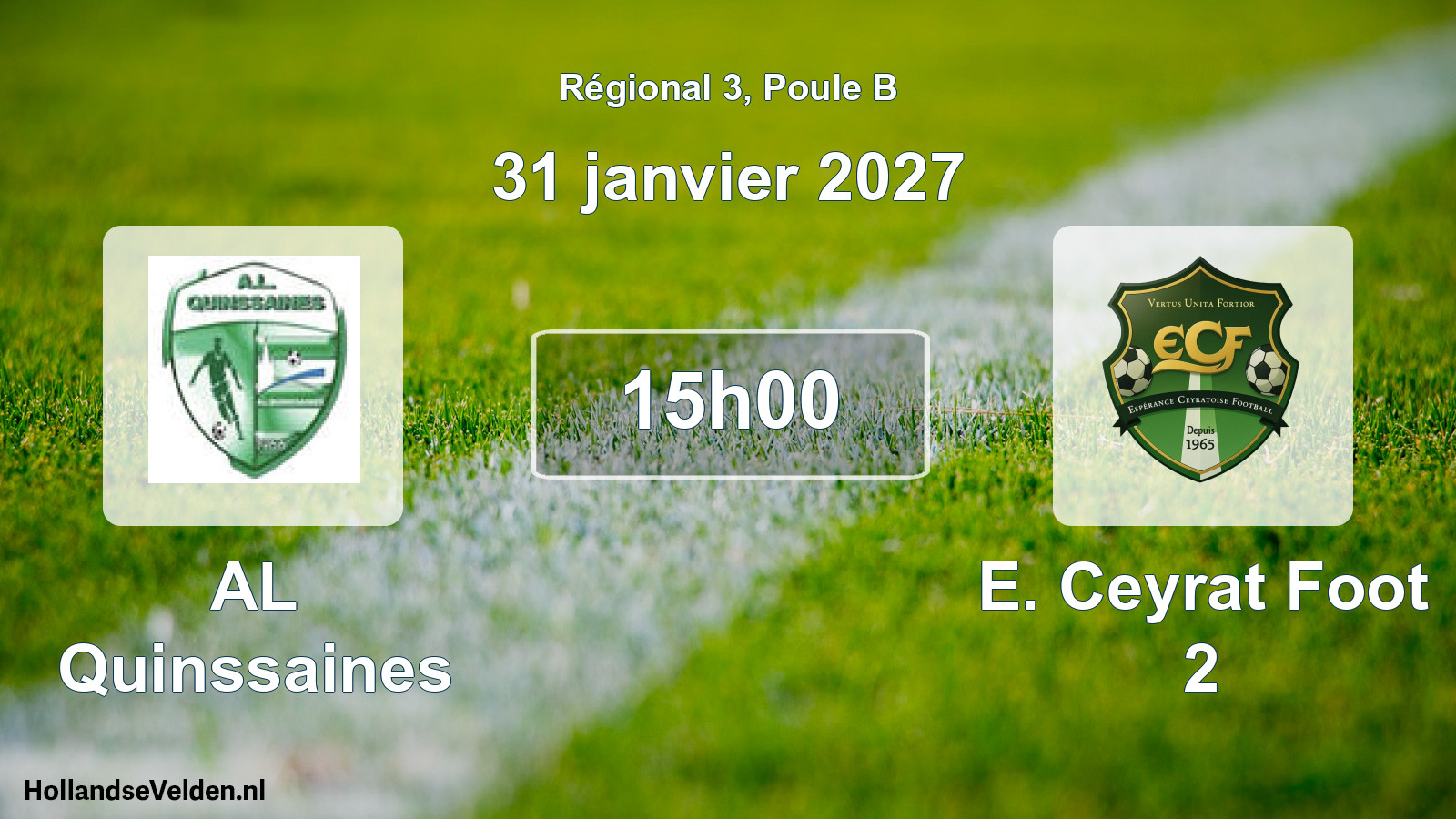 Geplande wedstrijd: AL Quinssaines - E. Ceyrat Foot 2 (31 januari 2027)