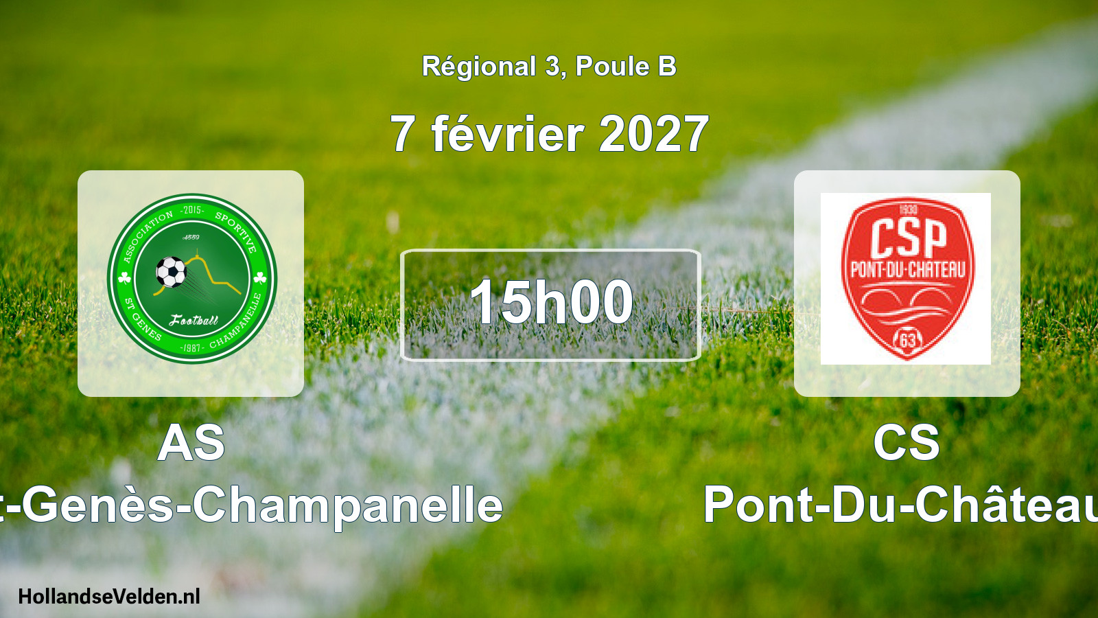 Match programmé: AS Saint-Genès-Champanelle - CS Pont-Du-Château (7 février 2027)
