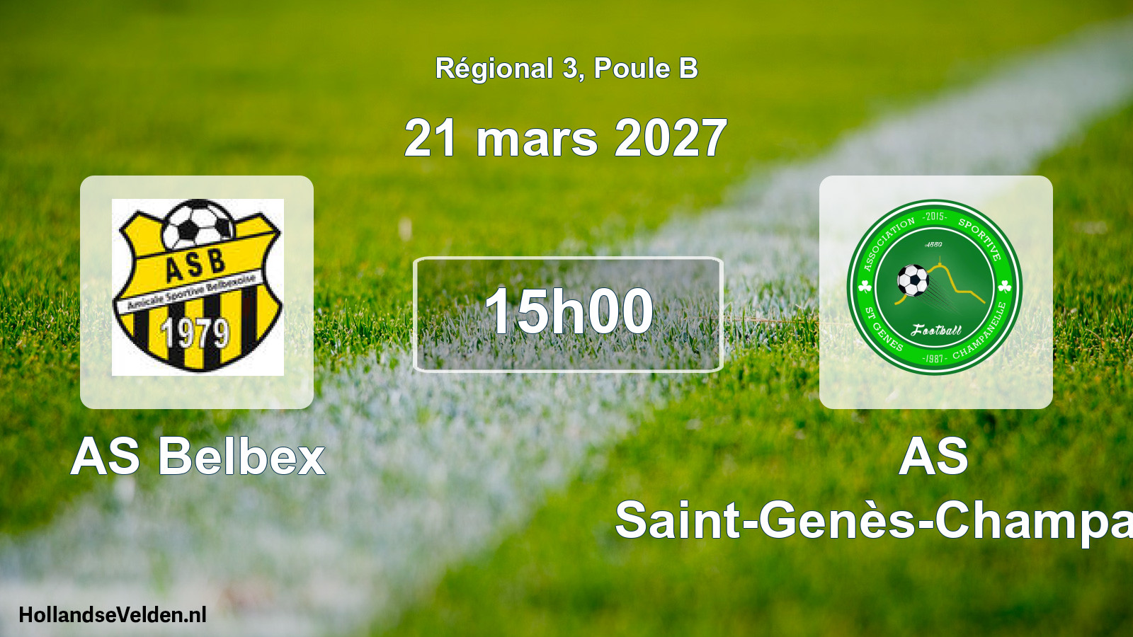 Match programmé: AS Belbex - AS Saint-Genès-Champanelle (21 mars 2027)