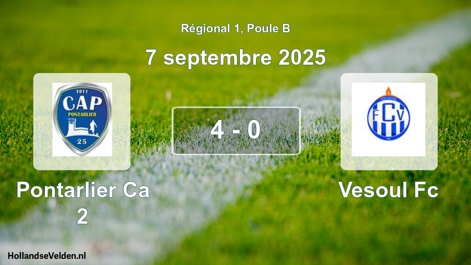 Gespeelde wedstrijd: Pontarlier Ca 2 - Vesoul Fc 4 - 0 (7 september 2025)