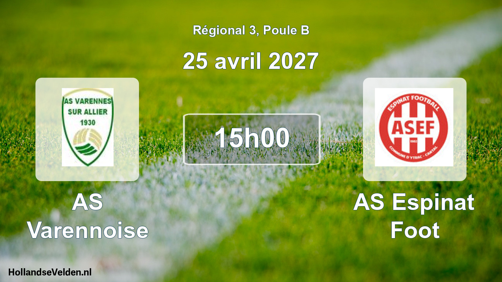 Match programmé: AS Varennoise - AS Espinat Foot (25 avril 2027)