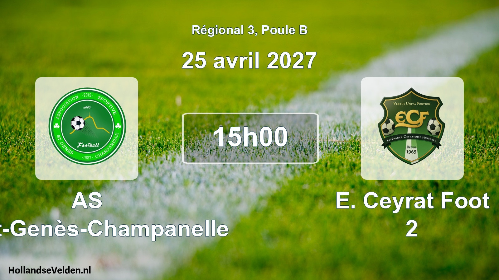 Scheduled Match: AS Saint-Genès-Champanelle - E. Ceyrat Foot 2 (25 April 2027)
