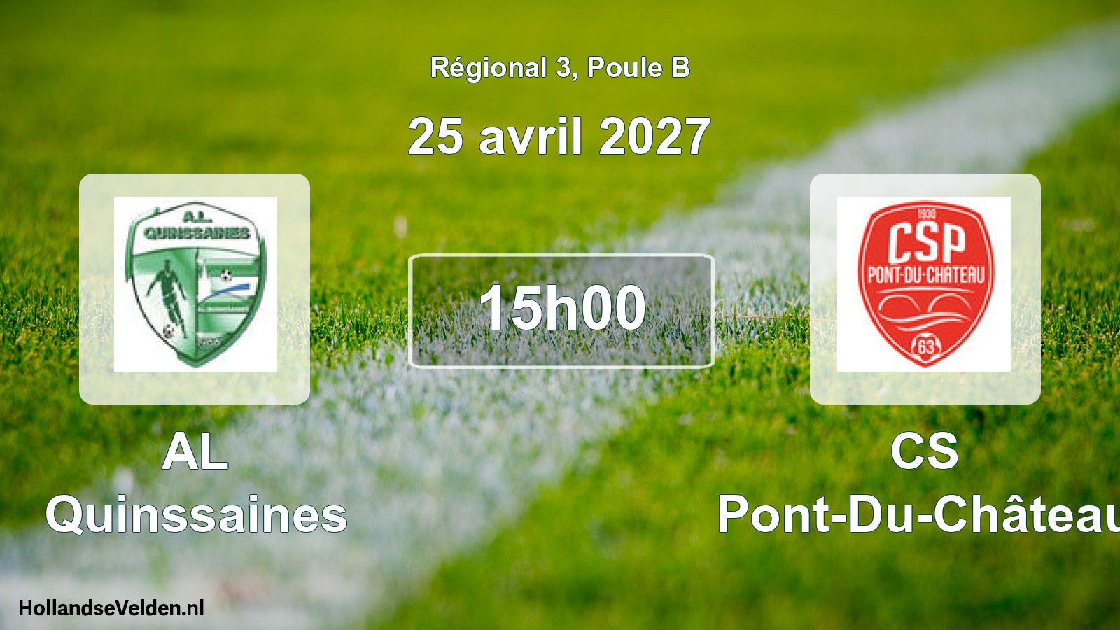 Match programmé: AL Quinssaines - CS Pont-Du-Château (25 avril 2027)