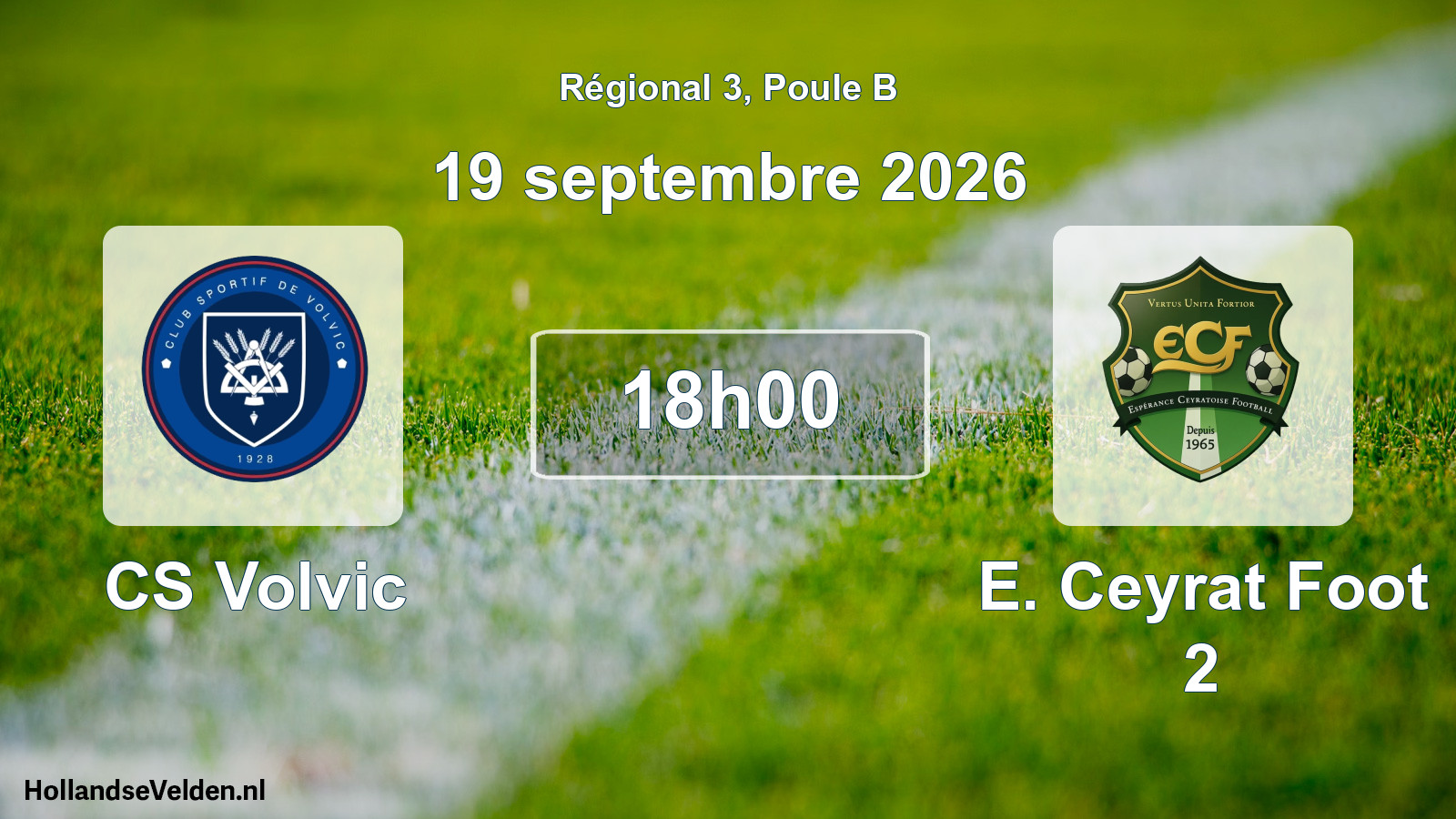 Match programmé: CS Volvic - E. Ceyrat Foot 2 (19 septembre 2026)