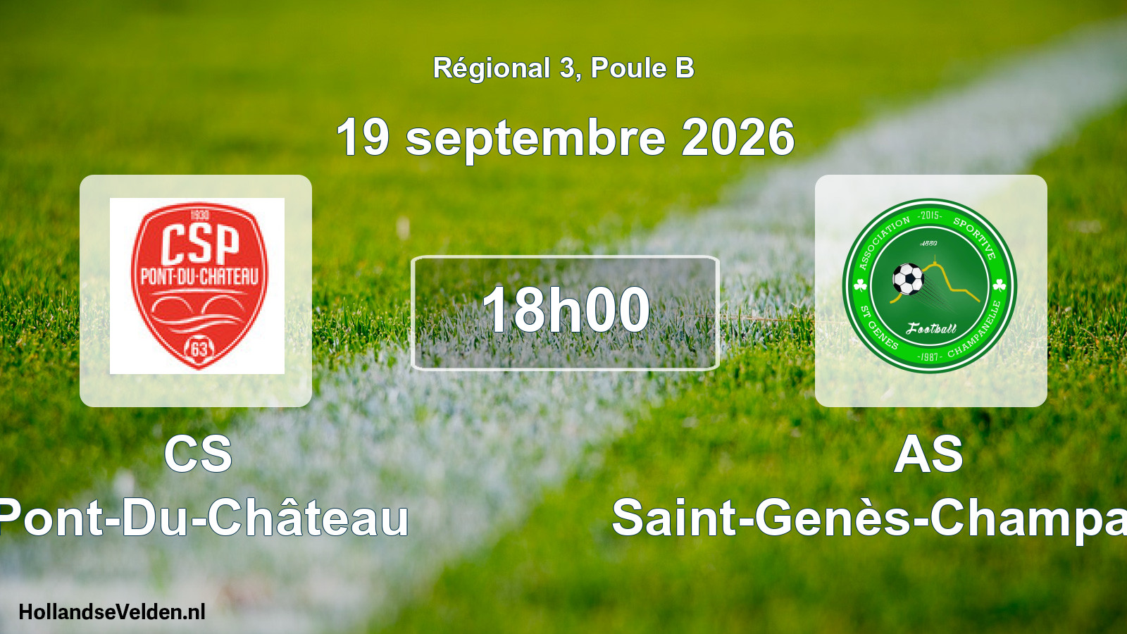 Match programmé: CS Pont-Du-Château - AS Saint-Genès-Champanelle (19 septembre 2026)