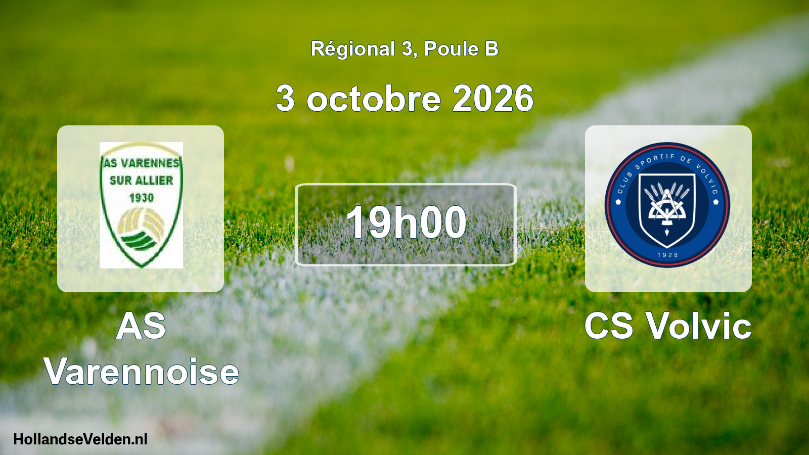 Match programmé: AS Varennoise - CS Volvic (3 octobre 2026)