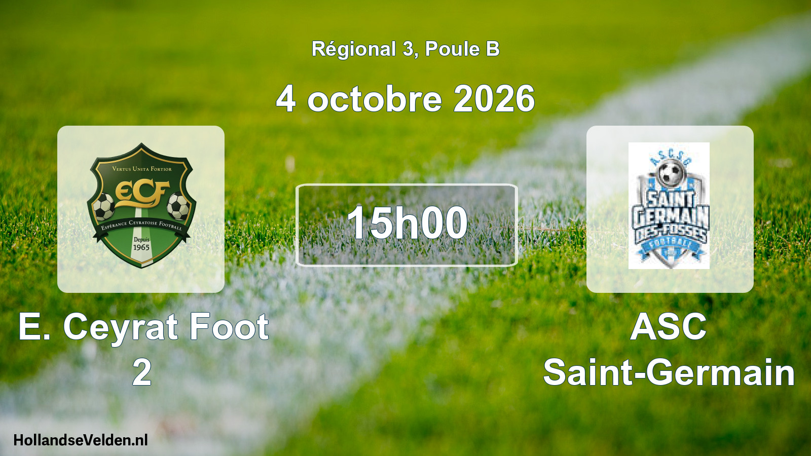 Scheduled Match: E. Ceyrat Foot 2 - ASC Saint-Germain (4 October 2026)