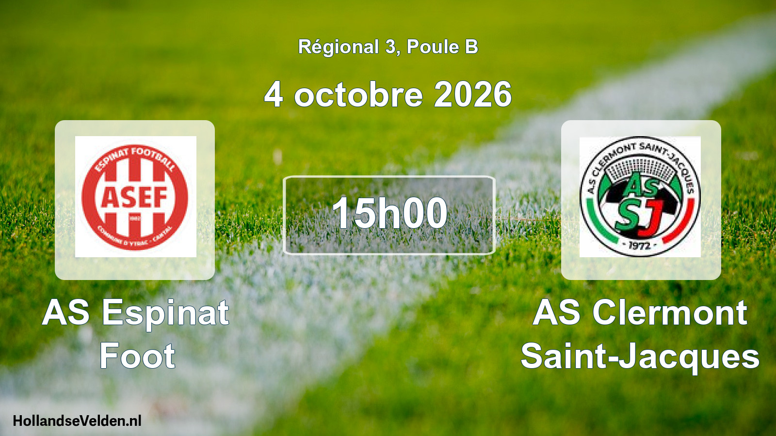 Match programmé: AS Espinat Foot - AS Clermont Saint-Jacques (4 octobre 2026)