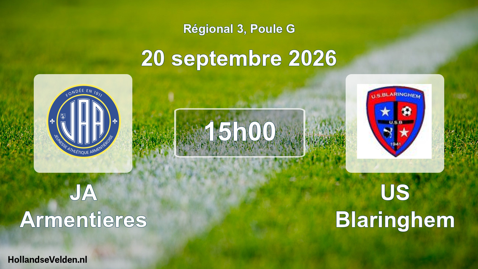Match programmé: JA Armentieres - US Blaringhem (20 septembre 2026)