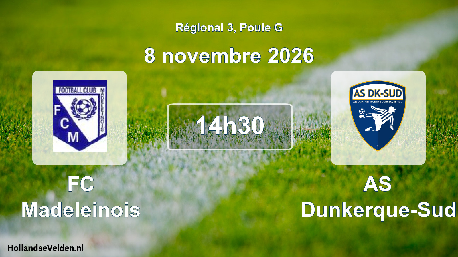 Match programmé: FC Madeleinois - AS Dunkerque-Sud (8 novembre 2026)