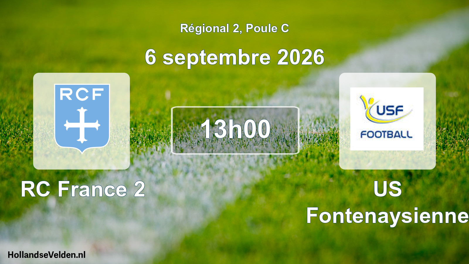 Scheduled Match: RC France 2 - US Fontenaysienne (6 September 2026)
