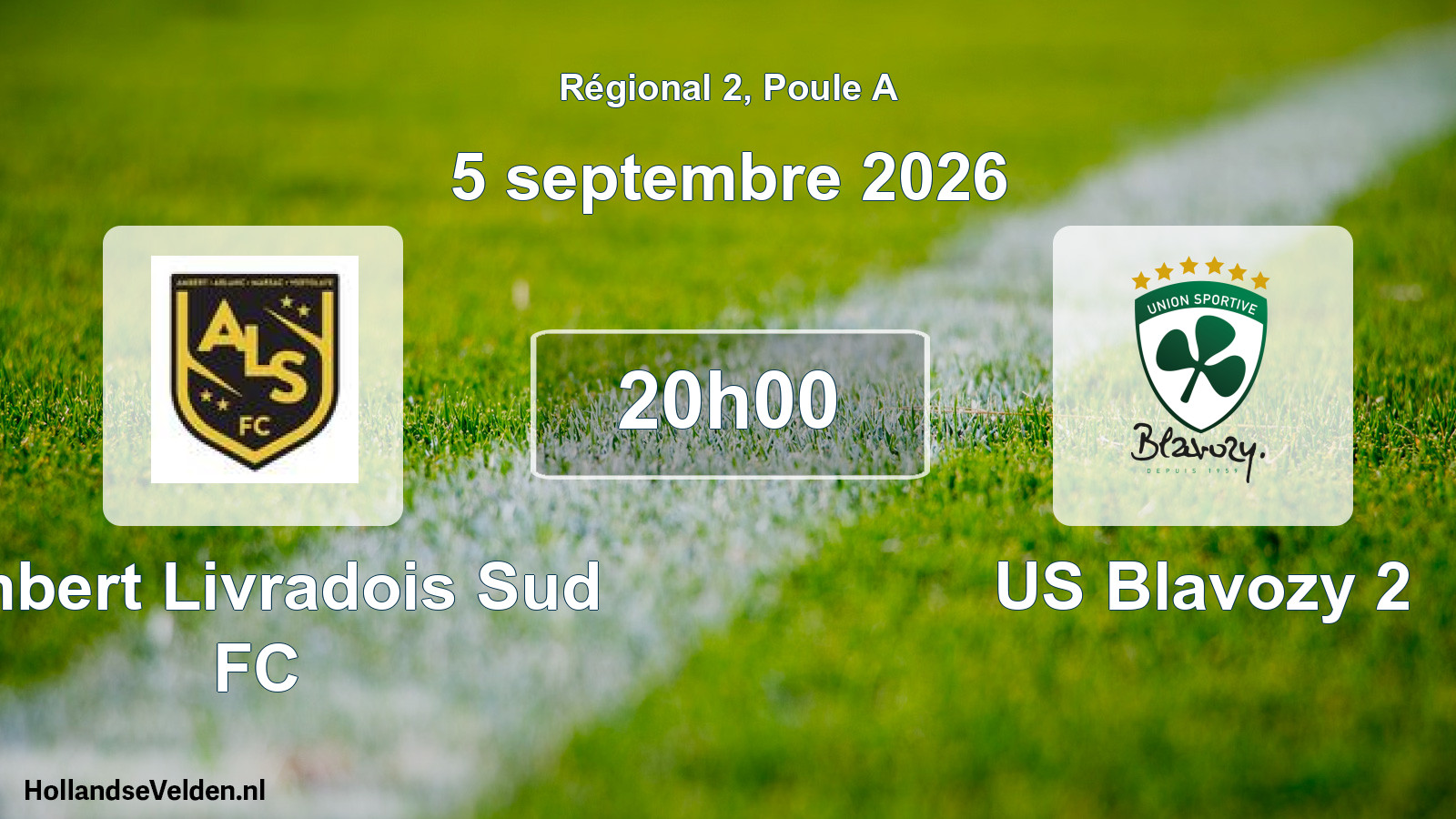 Match programmé: Ambert Livradois Sud FC - US Blavozy 2 (5 septembre 2026)