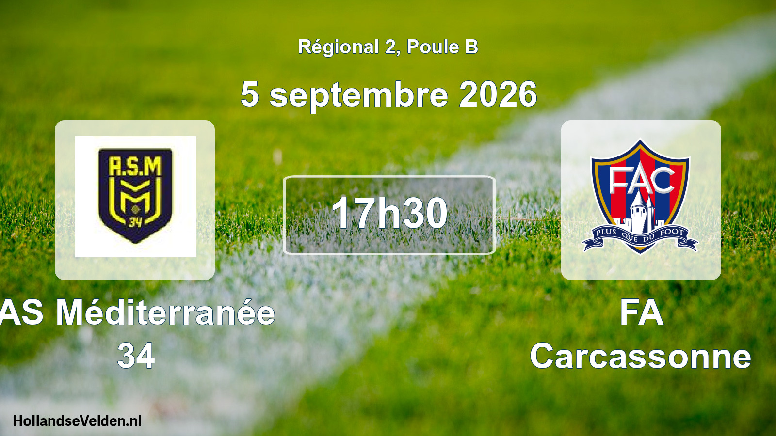Match programmé: AS Méditerranée 34 - FA Carcassonne (5 septembre 2026)