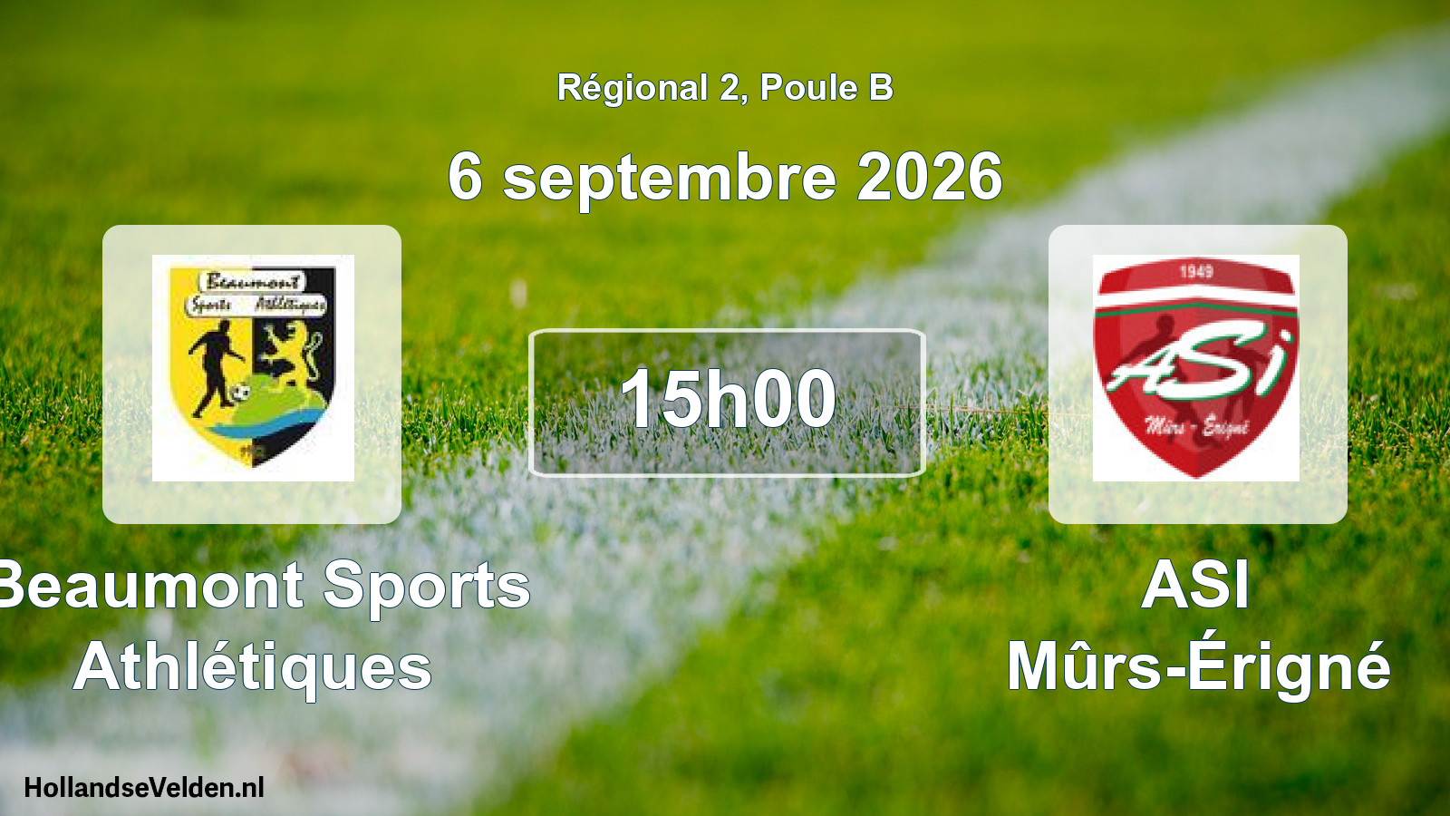 Scheduled Match: Beaumont Sports Athlétiques - ASI Mûrs-Érigné (6 September 2026)