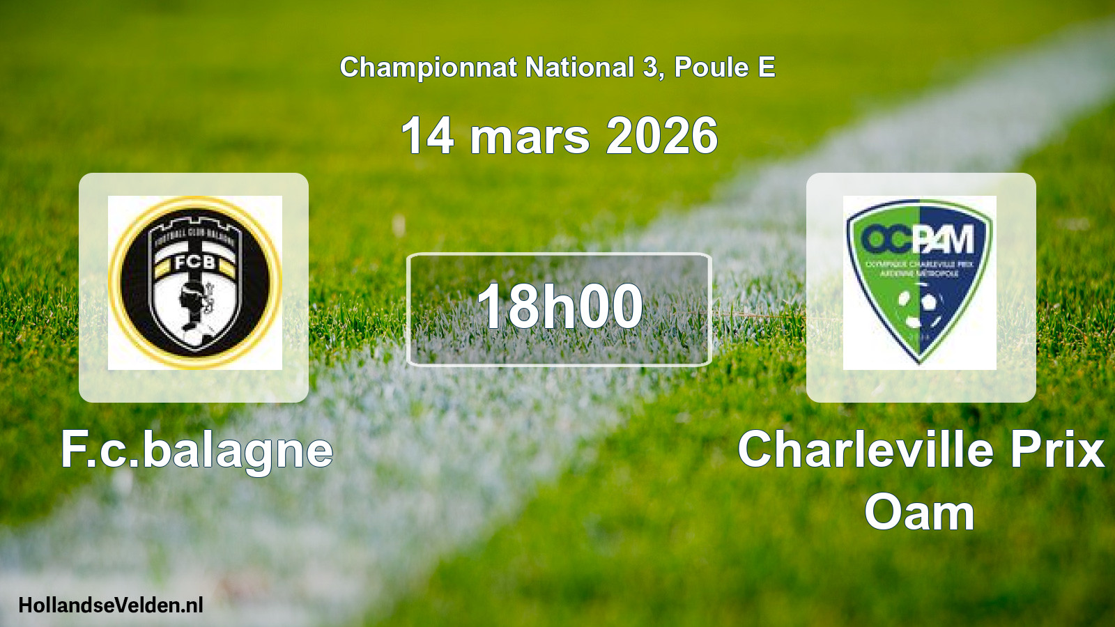 Geplande wedstrijd: F.c.balagne - Charleville Prix Oam (14 maart 2026)