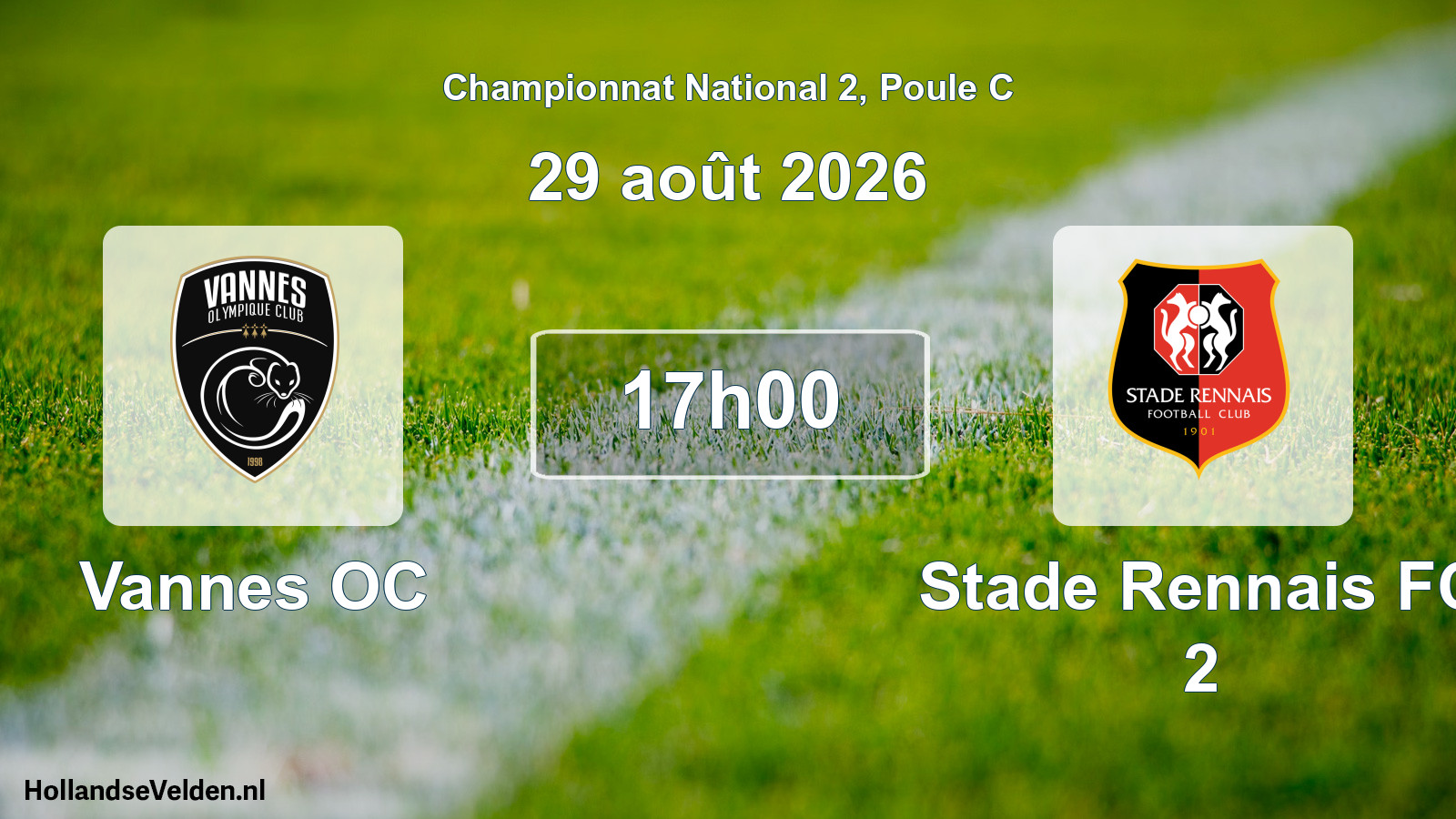 Scheduled Match: Vannes OC - Stade Rennais FC 2 (29 August 2026)
