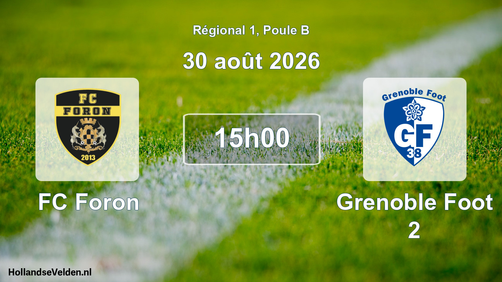 Match programmé: FC Foron - Grenoble Foot 2 (30 août 2026)