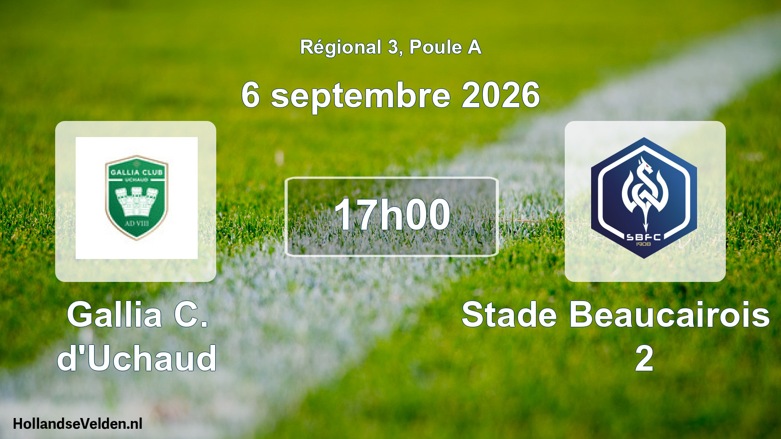 Match programmé: Gallia C. d'Uchaud - Stade Beaucairois FC 2 (6 septembre 2026)