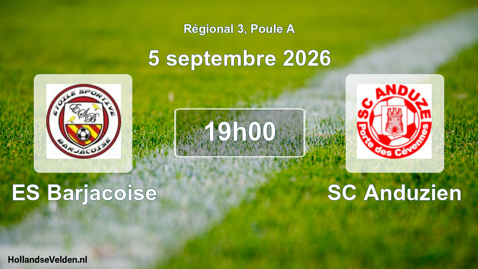 Match programmé: ES Barjacoise - SC Anduzien (5 septembre 2026)