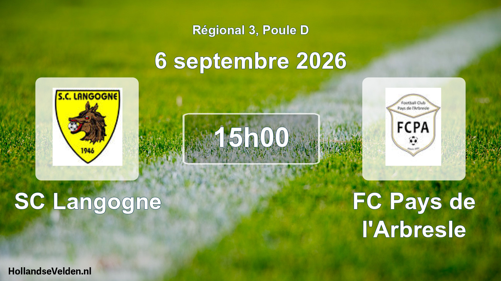 Match programmé: SC Langogne - FC Pays de l'Arbresle (6 septembre 2026)